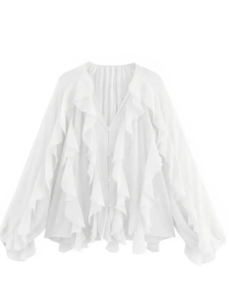 XAO Blusa Camisa Volados