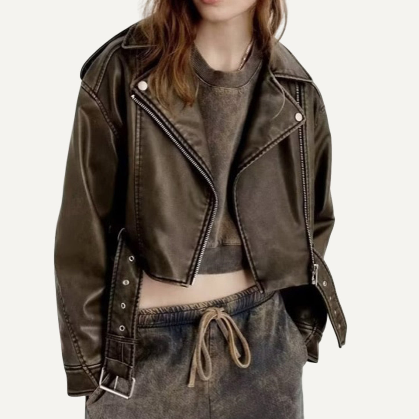 XAO Chaqueta Cuero Cinturon