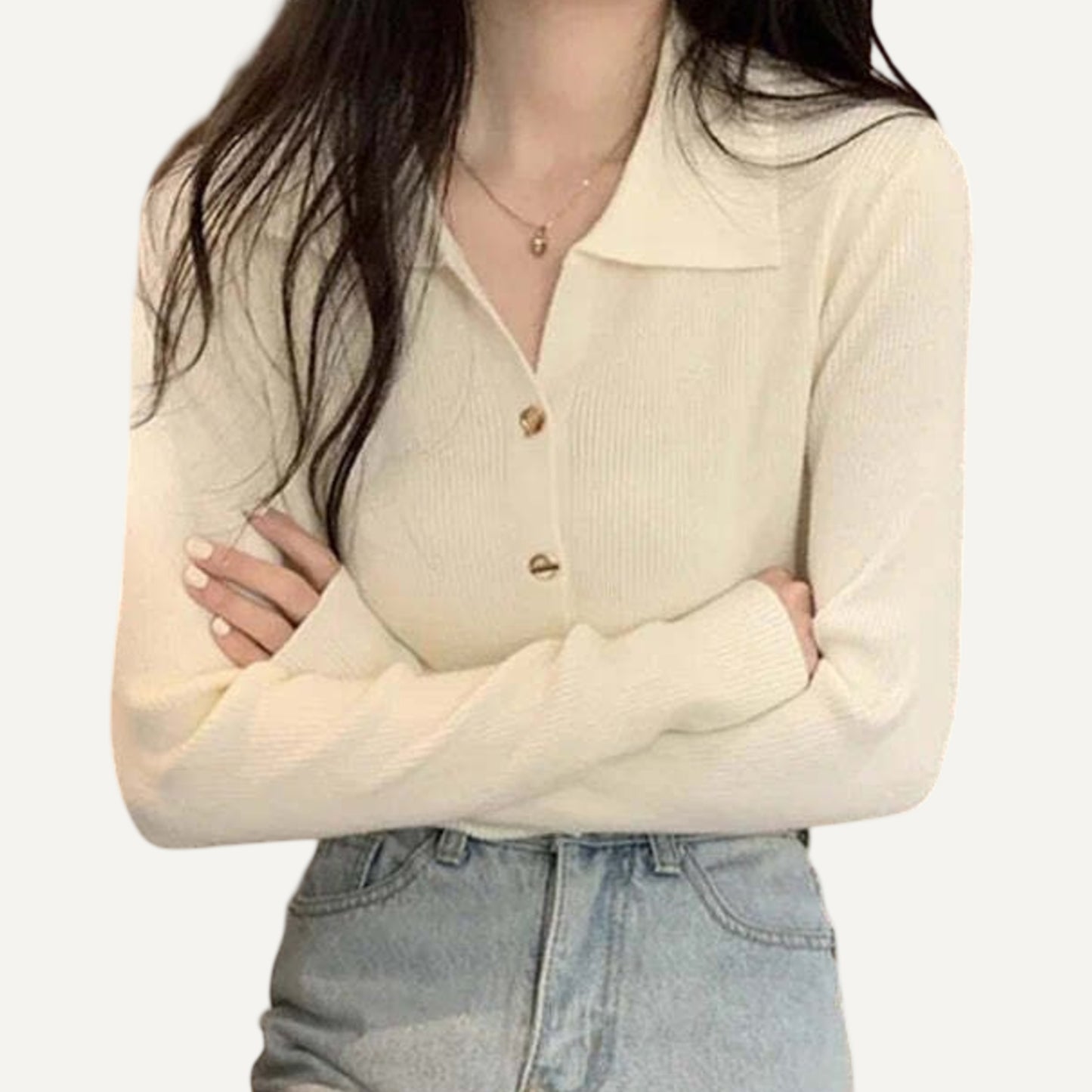 XAO Camisa Tejida Crema/Negro/Verde