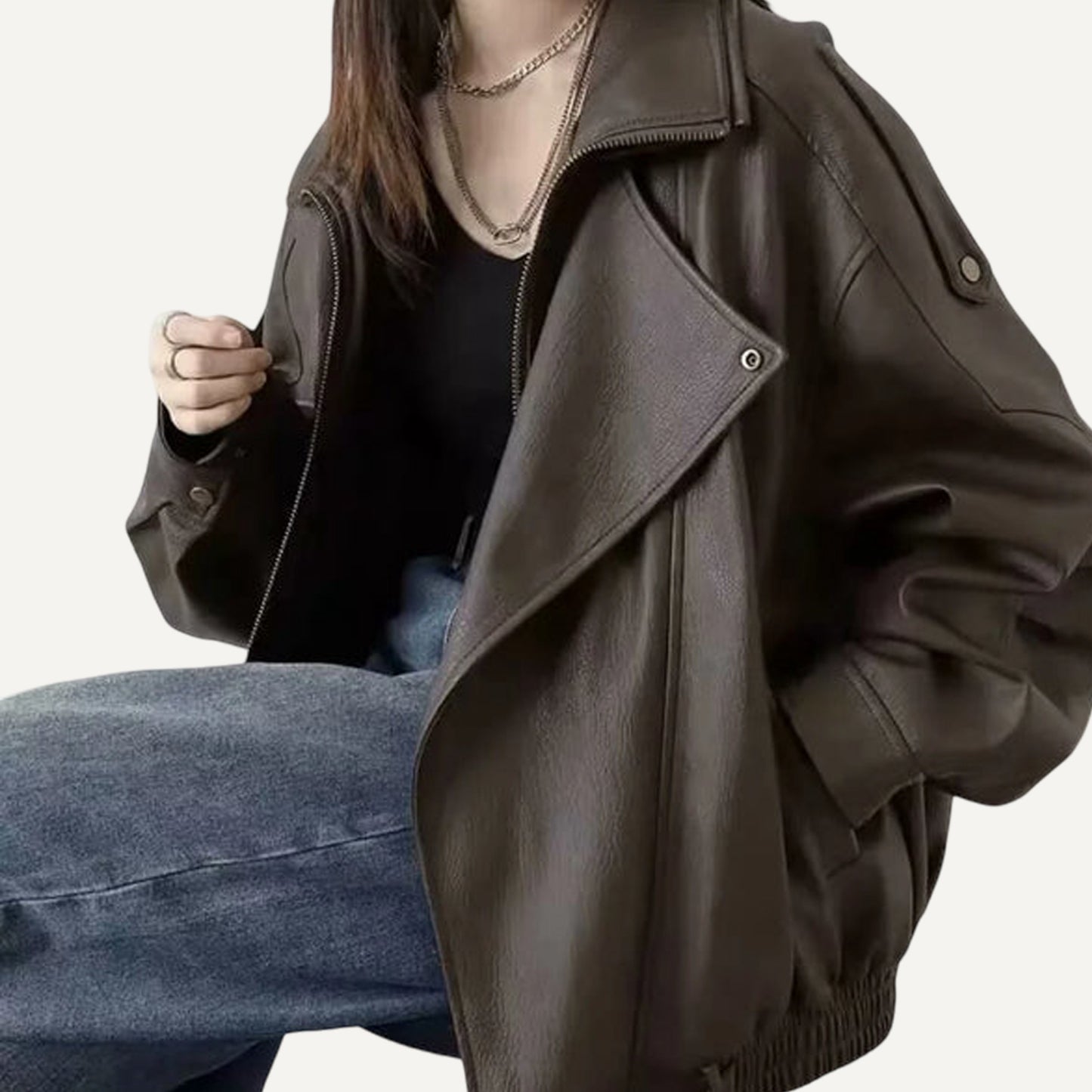 XAO Chaqueta de Cuero Sintético Minimal
