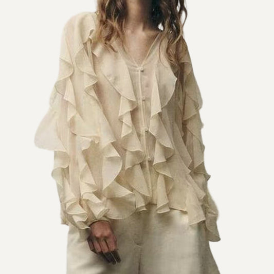 XAO Blusa Camisa Volados