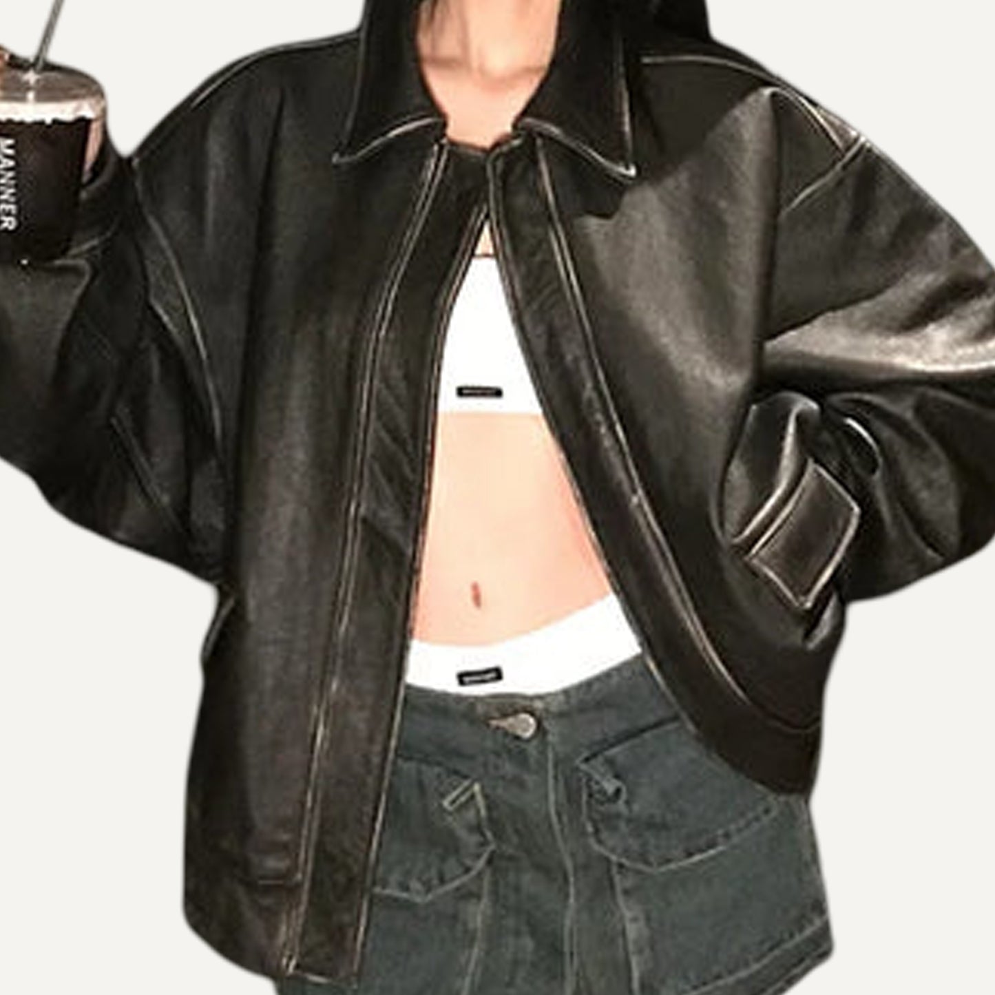 XAO Chaqueta Marron/Negra con cremallera