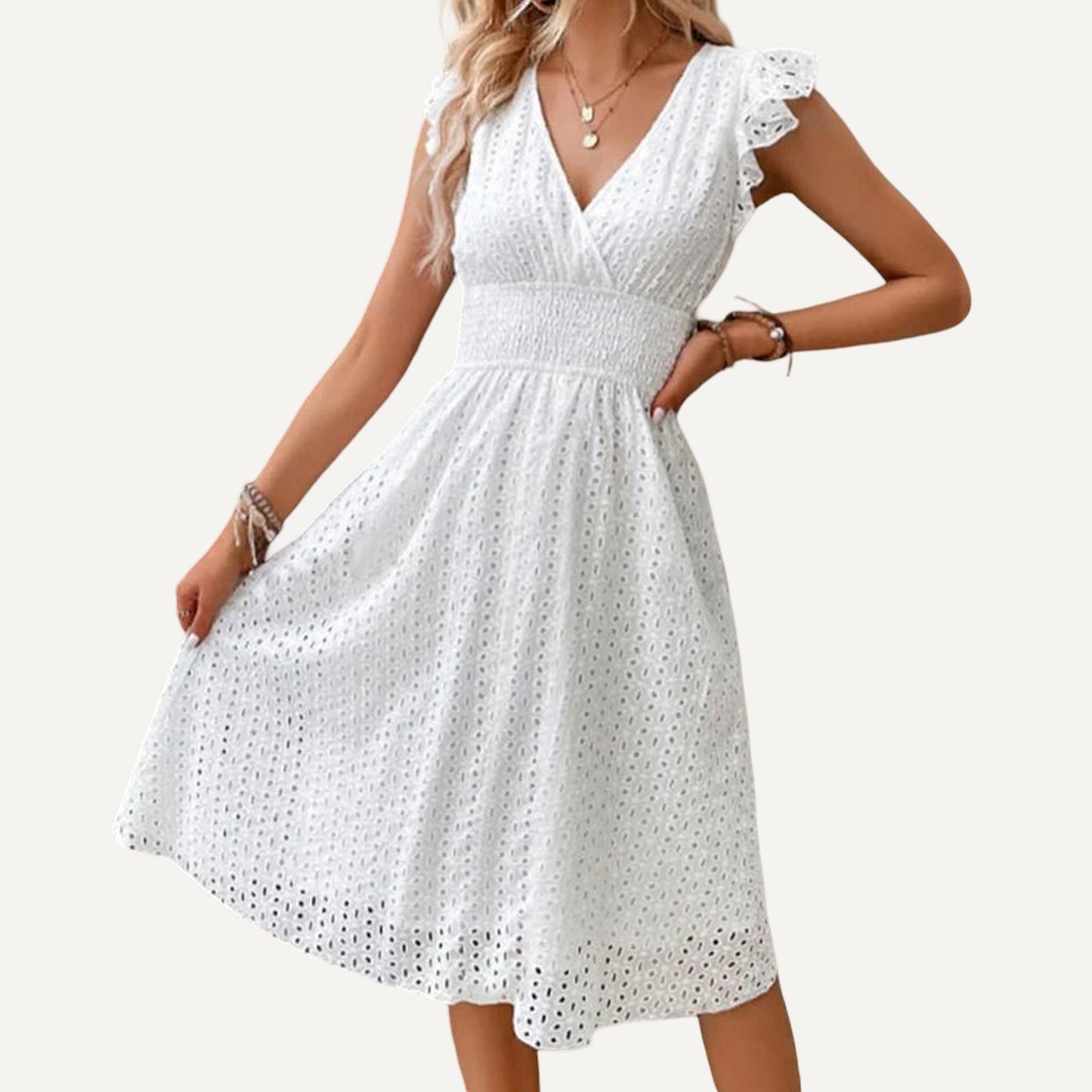 XAO Vestido de Encaje con Falda Midi