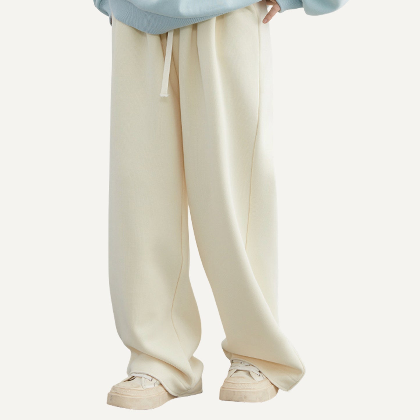 XAO Pantalón Ancho Crema de Tiro Alto