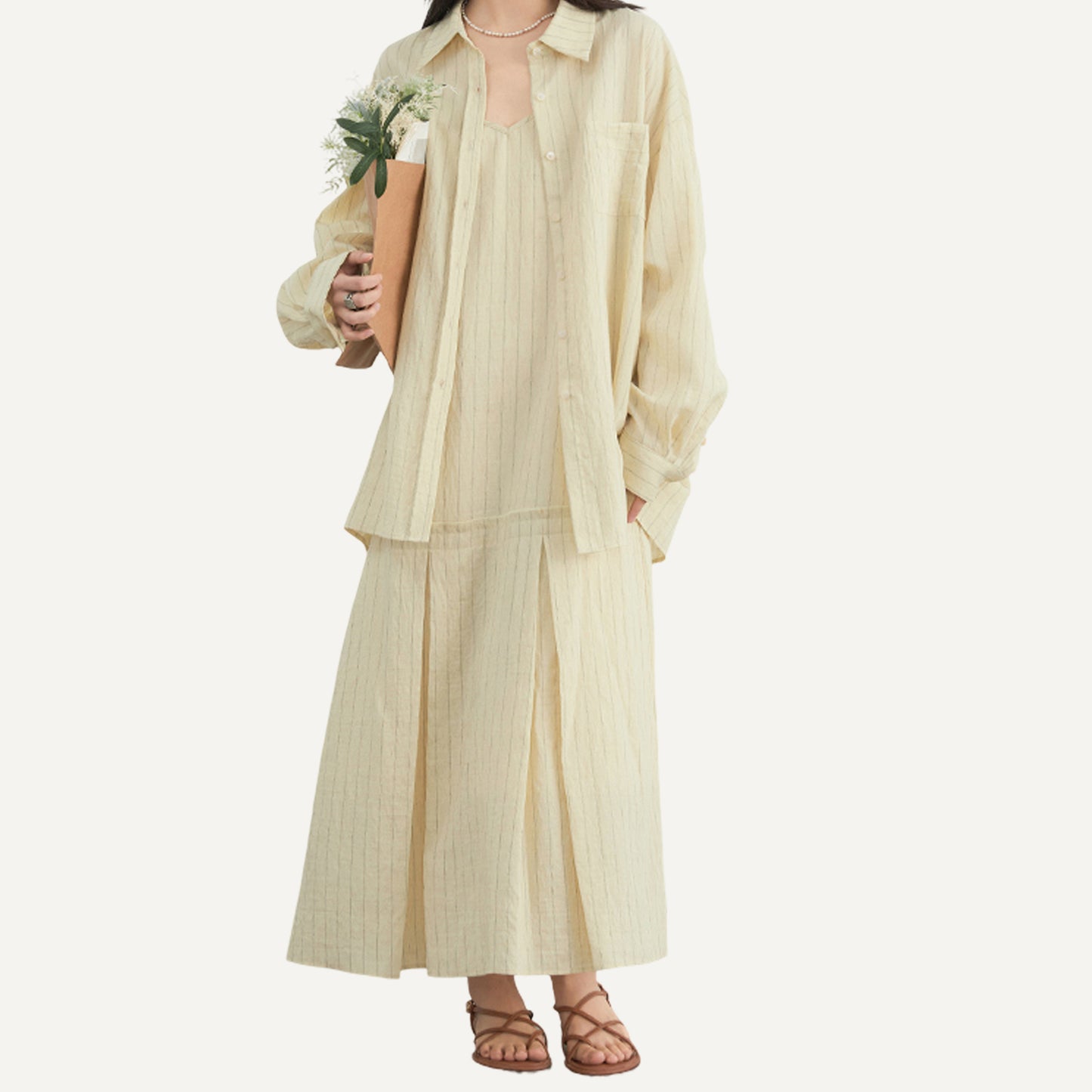 XAO Set Camisa y Vestido en Capas Livianas