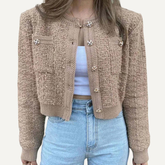 XAO Cárdigan Tweed Corto con Botones Joya