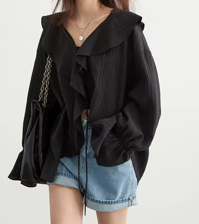 XAO Blusa Ligera de Gasa Translúcida