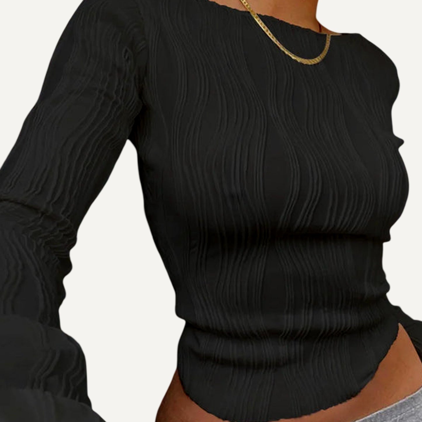 XAO Camiseta polera con textura bordada rayas