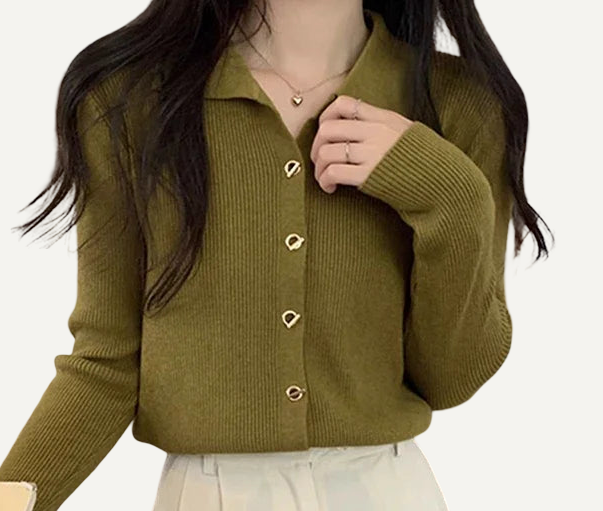 XAO Camisa Tejida Crema/Negro/Verde