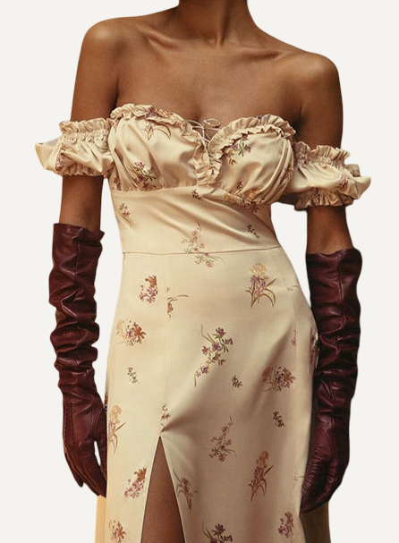 XAO Vestido antiguo hombros caidos