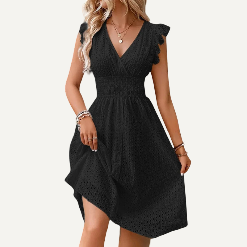 XAO Vestido de Encaje con Falda Midi