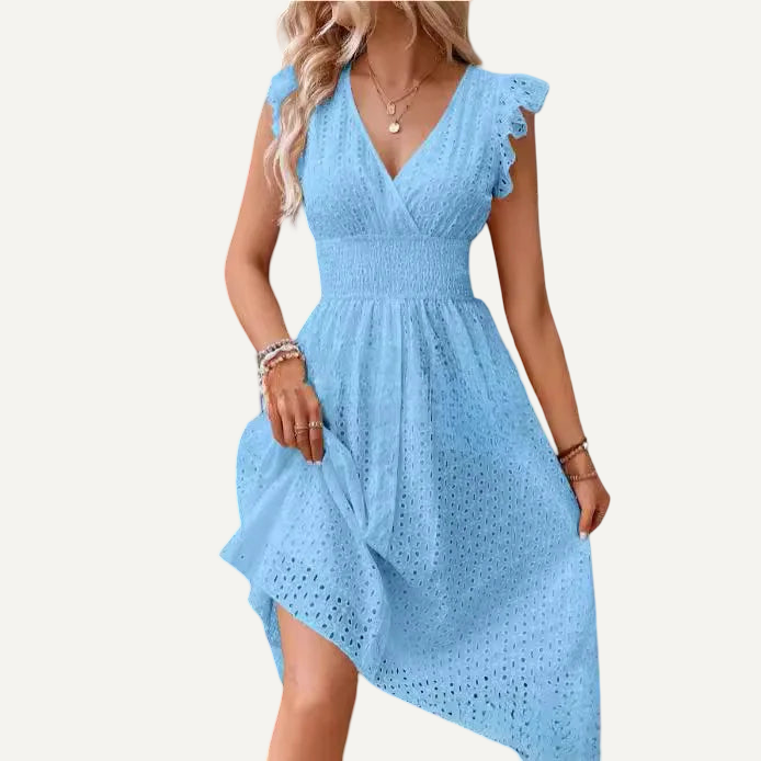 XAO Vestido de Encaje con Falda Midi