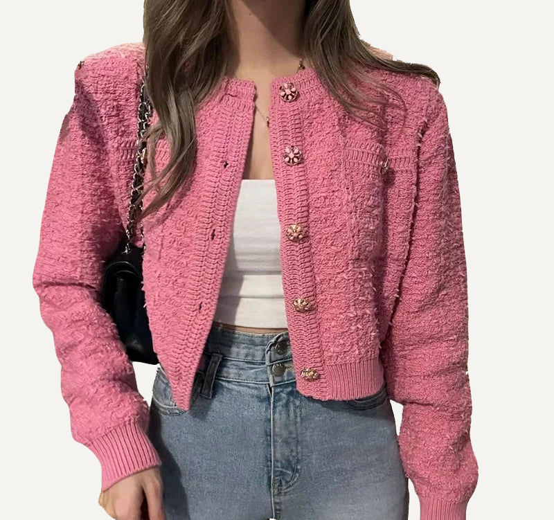 XAO Cárdigan Tweed Corto con Botones Joya